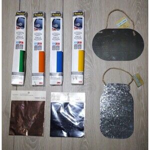 Craft Bundle - Vinyl Rolles(4), Foil Transfer Sheets(2pks), Galvanized Signs(2)